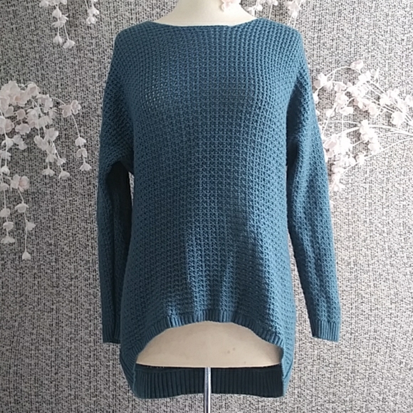 EUC Only Mine Silk Cashmere Teal Sweater - Picture 6 of 7